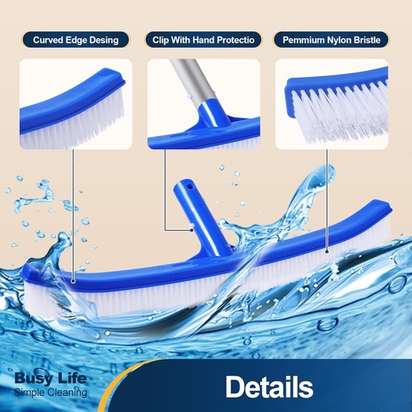 18" Swimming Pool Heavy Duty Wall Tile Cleaning Brush Head - Pole Not Included - Picture 7 of 9